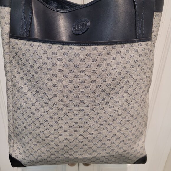 GUCCI MICRO GG**LARGE TOTE/SHOULDER BAG** NAVY - Picture 7 of 16